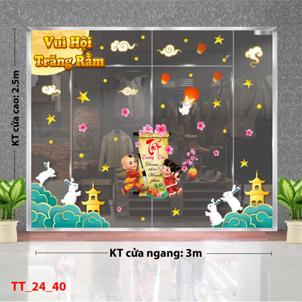 Decal dán tường Tết trung thu combo 40 - Bé vui trung thu Decal dán tường Tết trung thu combo 40 - Bé vui trung thu