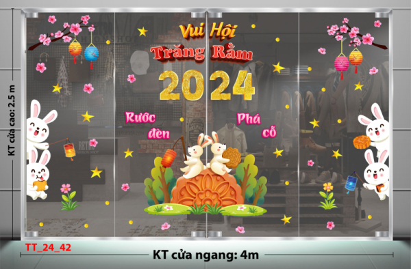 Decal dán tường Tết trung thu combo 42 -Thỏ vui dưới trăng Decal dán tường Tết trung thu combo 42 -Thỏ vui dưới trăng
