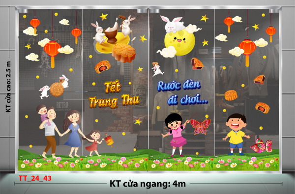 Decal dán tường Tết trung thu combo 43- Gia đình vui trung thu Decal dán tường Tết trung thu combo 43- Gia đình vui trung thu