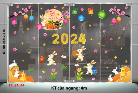 Decal dán tường Tết trung thu combo 44- Thỏ vui ngắm trăng Decal dán tường Tết trung thu combo 44- Thỏ vui ngắm trăng