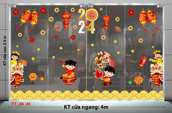 Decal dán tường Tết trung thu combo 45 - Múa rồng Decal dán tường Tết trung thu combo 45 - Múa rồng