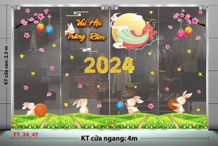 Decal dán tường Tết trung thu combo 47 - Đàn thỏ ngắm trăng Decal dán tường Tết trung thu combo 47 - Đàn thỏ ngắm trăng
