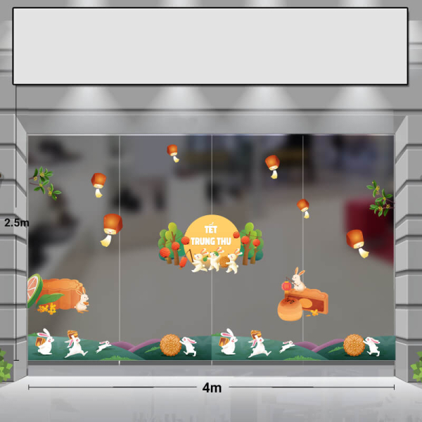Decal dán tường Tết trung thu combo 4m - Vui trung cùng thỏ trắng Decal dán tường Tết trung thu combo 4m - Vui trung cùng thỏ trắng