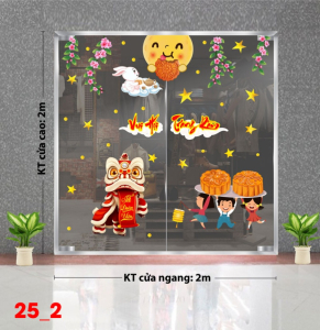 Decal dán tường Decal Tết trung thu dán kính số 2 Decal dán tường Decal Tết trung thu dán kính số 2