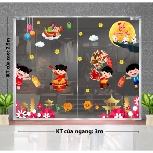 Decal dán tường Tết trung thu-Thiếu nhi vui chơi Decal dán tường Tết trung thu-Thiếu nhi vui chơi