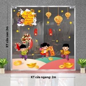 Decal dán tường Tết trung thu-Trai gái múa rồng Decal dán tường Tết trung thu-Trai gái múa rồng