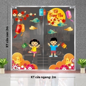 Decal dán tường Tết trung thu-Trai gái vui chơi  Decal dán tường Tết trung thu-Trai gái vui chơi