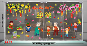 Decal dán tường Tết xuân - Bé vui mừng được lì xì Decal dán tường Tết xuân - Bé vui mừng được lì xì