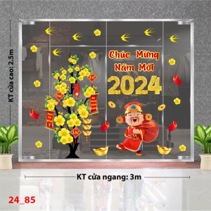 Decal dán tường Tết xuân - Thần tài dưới cây mai Decal dán tường Tết xuân - Thần tài dưới cây mai