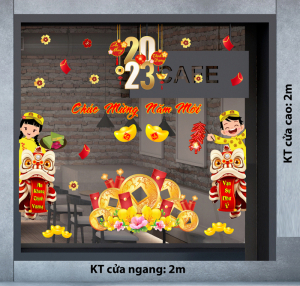 Decal dán tường Tết xuân - Bé chào xuân mới vui 2023 Decal dán tường Tết xuân - Bé chào xuân mới vui 2023