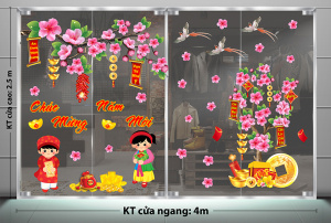 Decal dán tường Tết xuân - bé chúc mừng xuân mới Decal dán tường Tết xuân - bé chúc mừng xuân mới