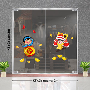 Decal dán tường Tết xuân - Bé đánh trống xuân