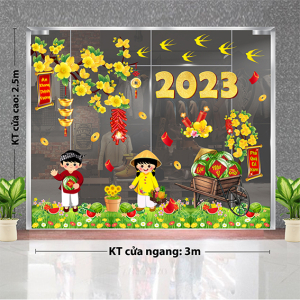 Decal dán tường Tết xuân - Bé đi chợ tết Decal dán tường Tết xuân - Bé đi chợ tết