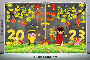 Decal dán tường Tết xuân - bé vui xuân mới Decal dán tường Tết xuân - bé vui xuân mới