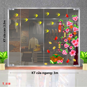 Decal dán tường Tết xuân - Cây đào hồng xinh Decal dán tường Tết xuân - Cây đào hồng xinh