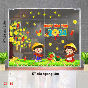 Decal dán tường Tết Xuân - Bé bên dưa hấu xanh Decal dán tường Tết Xuân - Bé bên dưa hấu xanh