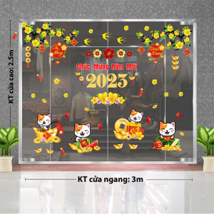 Decal dán tường Tết xuân - Bốn con mèo tết dễ thương 1 Decal dán tường Tết xuân - Bốn con mèo tết dễ thương 1