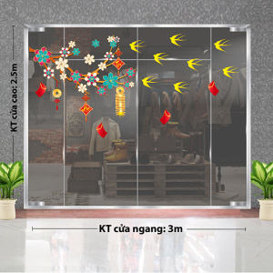 Decal dán tường Tết xuân - cành mai sắc màu tết 1 Decal dán tường Tết xuân - cành mai sắc màu tết 1