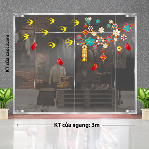 Decal dán tường Tết xuân - cành mai sắc màu tết Decal dán tường Tết xuân - cành mai sắc màu tết