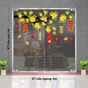 Decal dán tường Tết xuân - cành mai vàng và đồng tiền Decal dán tường Tết xuân - cành mai vàng và đồng tiền