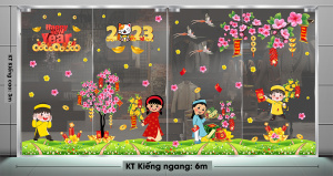 Decal dán tường Tết xuân - cây đào mùa xuân mới 2023 Decal dán tường Tết xuân - cây đào mùa xuân mới 2023