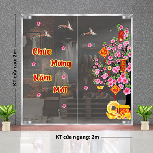 Decal dán tường Tết xuân - cây đào xuân