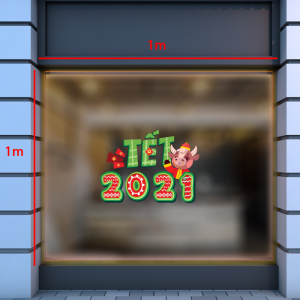 Decal dán tường Tết xuân - Chữ Tết 2021 T3 Decal dán tường Tết xuân - Chữ Tết 2021 T3