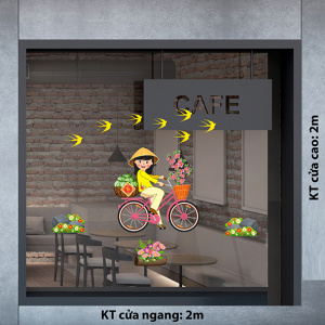 Decal dán tường Tết xuân - cô gái đi chơi tết Decal dán tường Tết xuân - cô gái đi chơi tết