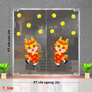Decal dán tường Tết xuân - Đôi rồng dễ thương Decal dán tường Tết xuân - Đôi rồng dễ thương
