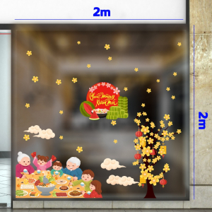 Decal dán tường Tết xuân - Gia đình hạnh phúc đầu xuân Decal dán tường Tết xuân - Gia đình hạnh phúc đầu xuân