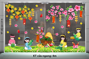 Decal dán tường Tết xuân - Gói bánh ngày tết Decal dán tường Tết xuân - Gói bánh ngày tết