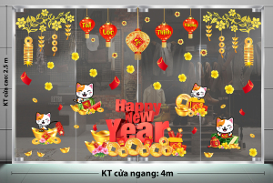 Decal dán tường Tết xuân - hai cành mai xuân  Decal dán tường Tết xuân - hai cành mai xuân