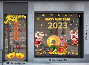 Decal dán tường Tết xuân - HAPPY NEW YEAR 2023