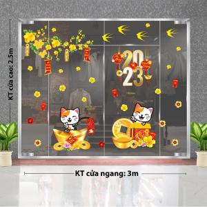 Decal dán tường Tết xuân - hoa mai ngày tết 2023 Decal dán tường Tết xuân - hoa mai ngày tết 2023
