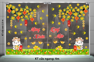 Decal dán tường Tết xuân - hoa mai nở vàng Decal dán tường Tết xuân - hoa mai nở vàng