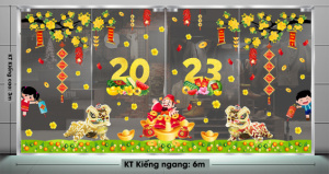 Decal dán tường Tết xuân - múa lân chào mừng năm mới đến Decal dán tường Tết xuân - múa lân chào mừng năm mới đến