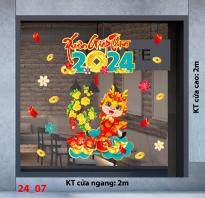 Decal dán tường Tết xuân - Bé rồng bên cành mai 1 Decal dán tường Tết xuân - Bé rồng bên cành mai 1
