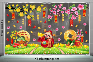 Decal dán tường Tết xuân - Ông thần tài vui vẽ Decal dán tường Tết xuân - Ông thần tài vui vẽ