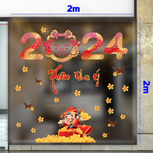 Decal dán tường Tết xuân - Tết 2024 thần tài Decal dán tường Tết xuân - Tết 2024 thần tài