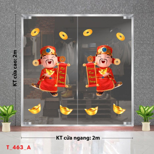 Decal dán tường Tết xuân - Tết 463A Hai ông thần tài năm 2024