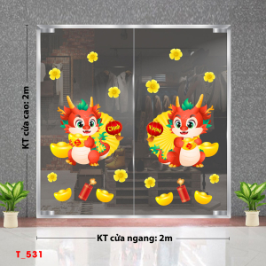 Decal dán tường Tết xuân - Tết 531 Hai con rồng Decal dán tường Tết xuân - Tết 531 Hai con rồng