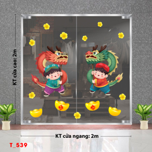 Decal dán tường Tết xuân - Tết 539 bé múa rồng