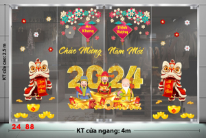 Decal dán tường Tết xuân - Tết 88 múa lân Decal dán tường Tết xuân - Tết 88 múa lân