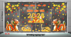 Decal dán tường Tết xuân - Tết 98 Hai chú rồng tài lộc Decal dán tường Tết xuân - Tết 98 Hai chú rồng tài lộc