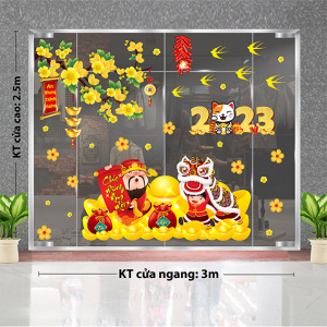 Decal dán tường Tết xuân - Thần tài chúc mừng năm mới 2023 Decal dán tường Tết xuân - Thần tài chúc mừng năm mới 2023