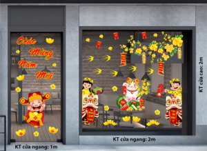 Decal dán tường Tết xuân - Thần tài và các bé vui xuân Decal dán tường Tết xuân - Thần tài và các bé vui xuân