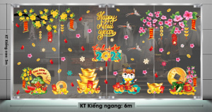 Decal dán tường Tết xuân - Thổi vàng tài lộc 1 Decal dán tường Tết xuân - Thổi vàng tài lộc 1