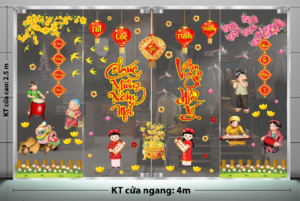 Decal dán tường Tết xuân - Trai gái đón mừng xuân mới cùng gia đình Decal dán tường Tết xuân - Trai gái đón mừng xuân mới cùng gia đình