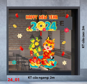 Decal dán tường Tết xuân - Bé Rồng và cành mai Decal dán tường Tết xuân - Bé Rồng và cành mai