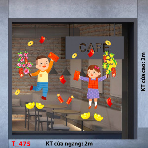 Decal dán tường Tết xuân - Bé vui được lì xì Decal dán tường Tết xuân - Bé vui được lì xì